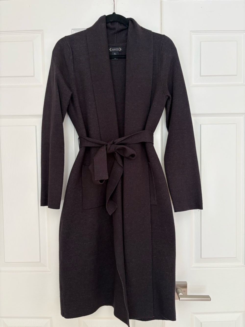 Long Knit Wrap Cardigan Coatigan in Black